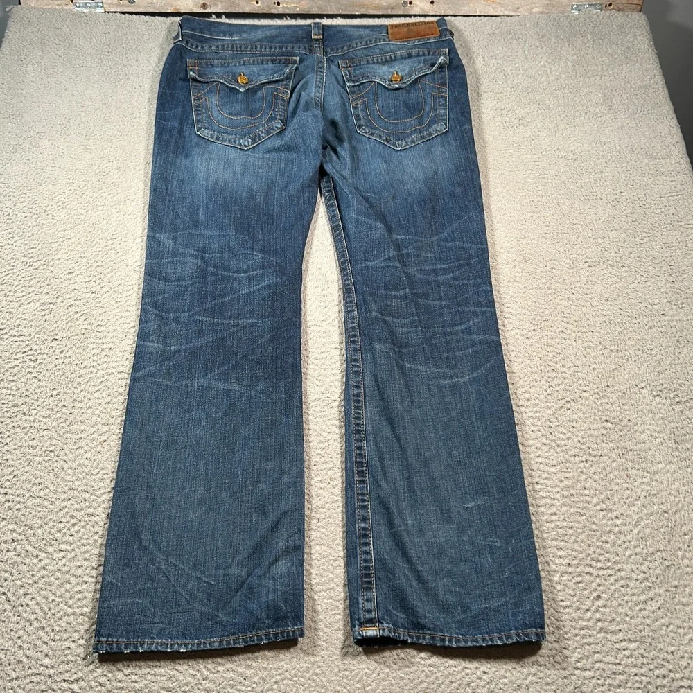 True‎ Religion Ricky Straight Jeans Mens 38 40x33 Flap Pockets Western USA Made